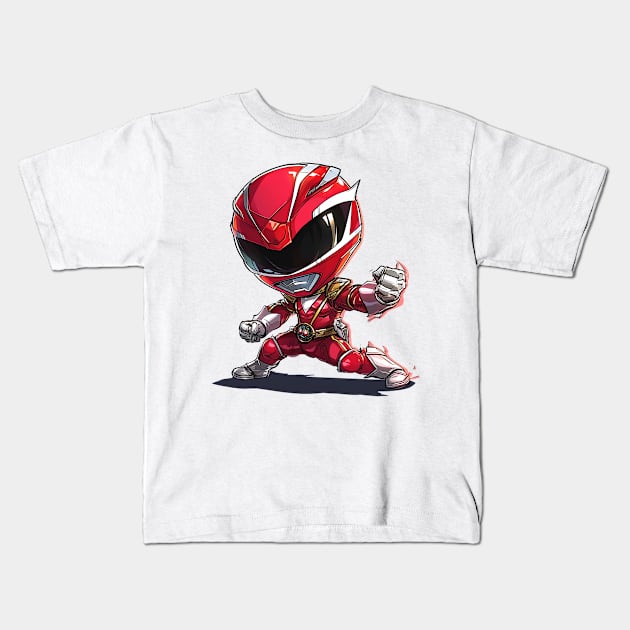 red power ranger Kids T-Shirt by enzo studios